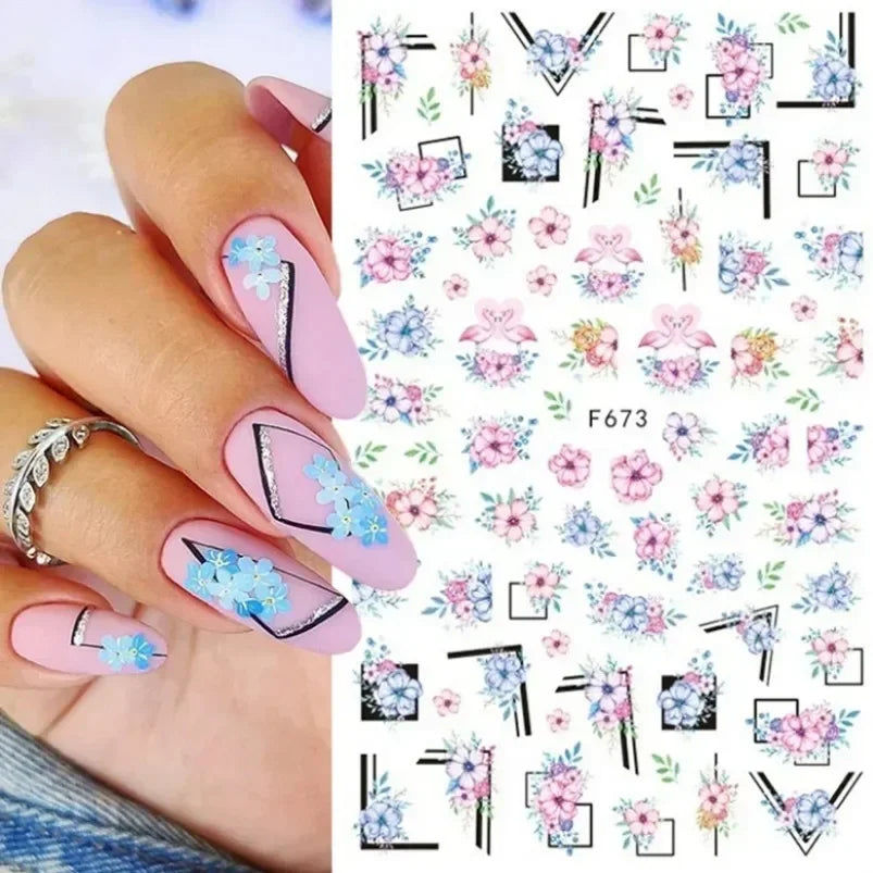 Cherry Blossom 3D Nail Stickers White Flower Petals Nail Art Decals Elegant Wedding Design Spring Sakura Manicure Slider Decor