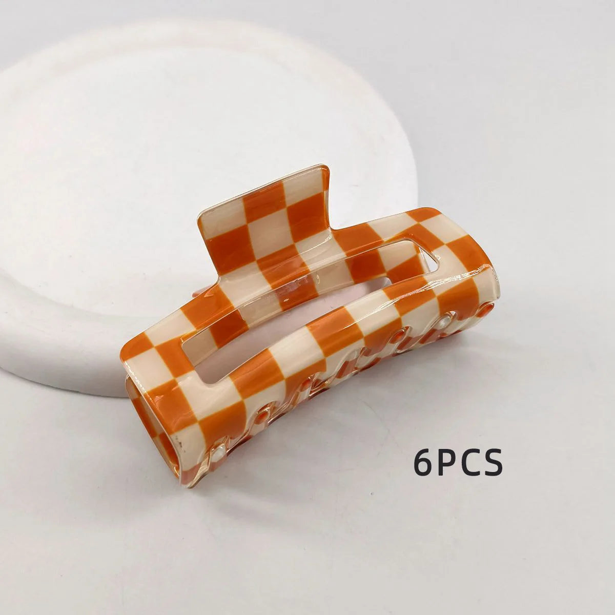 1/6 PCS Colorful Checkered Rectangle Hair Claw Clips For Women Girls Fashion Hair Clips For Styling Claw Clamps Hair Accessories