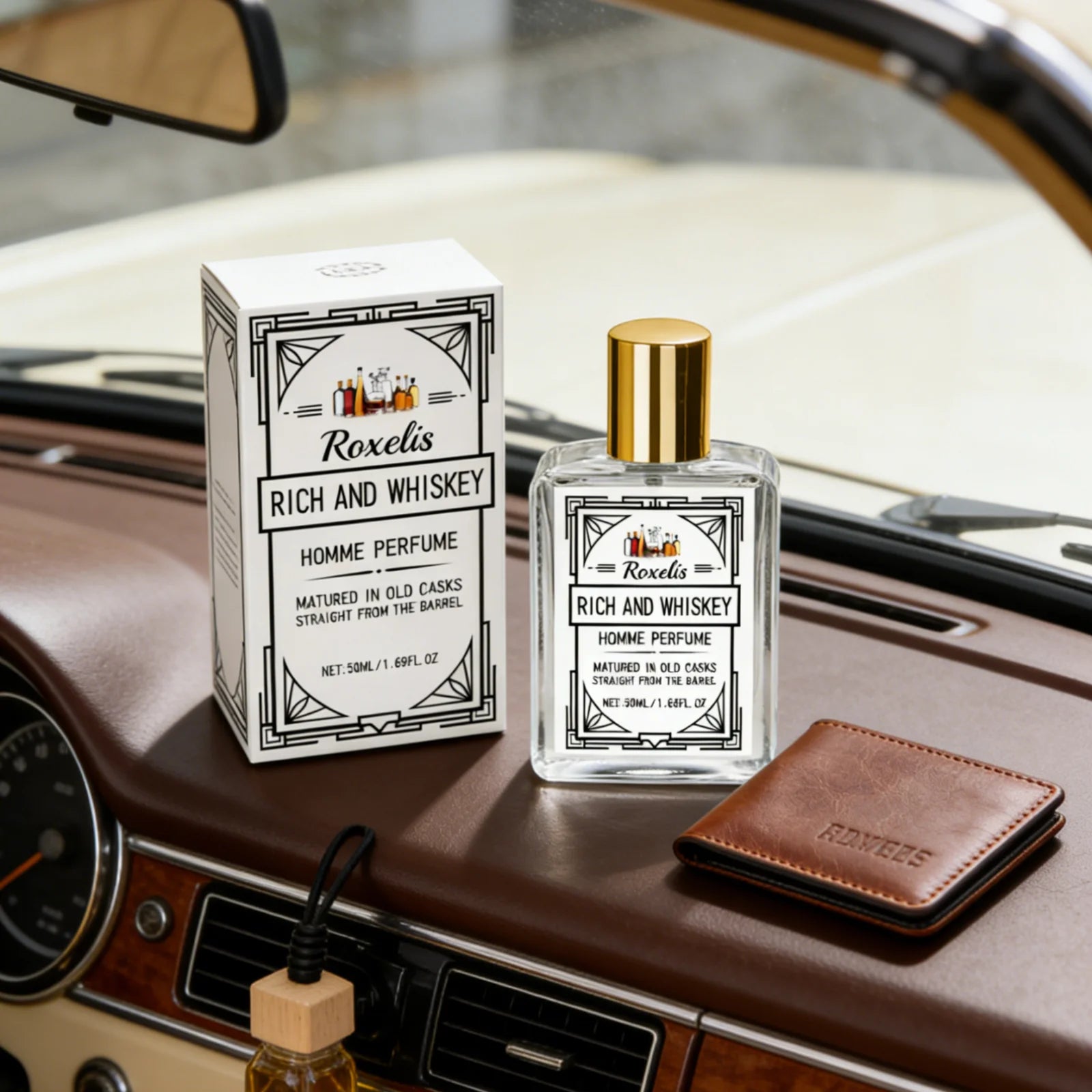 Roxelis Whiskey Scent Perfume Exude Elegance Lasting Charm Boost Confidence Light Fragrance Level Fragrance Spray for Men 50ml