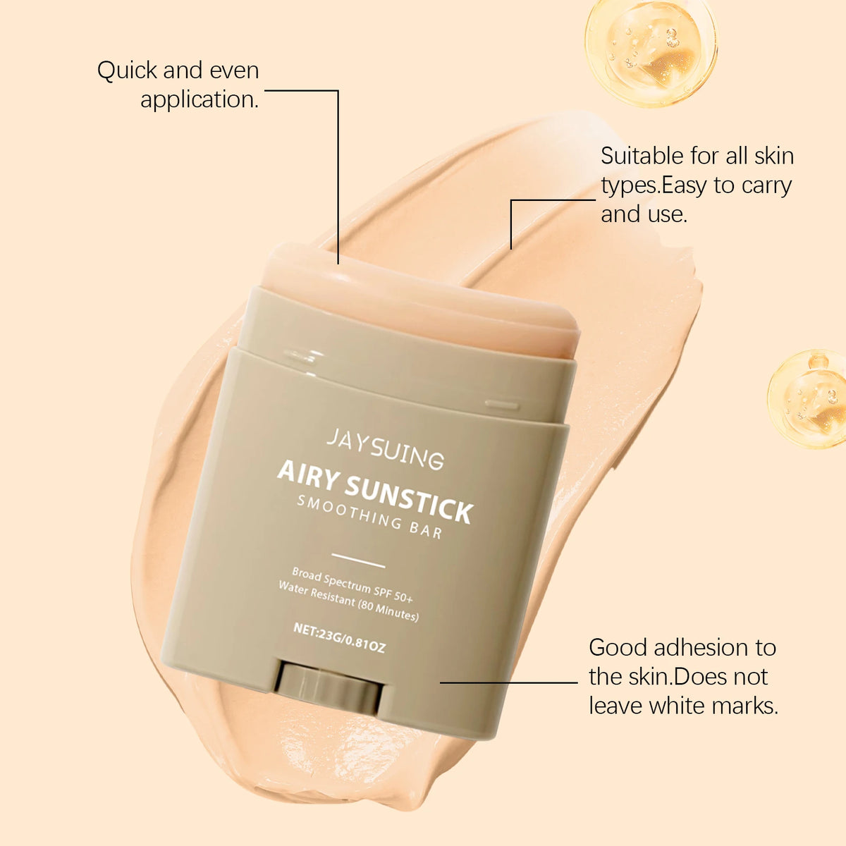 Face Cream Stick Moisturizing Facial Body Sunscreen Matte Sun Stick SPF 50+ UV Protective Cream Refreshing Hydrating Waterproof