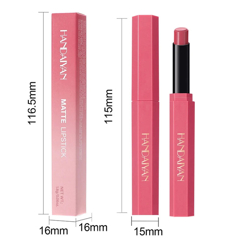 HANDAIYAN 6-Color Velvet Matte Lipstick Smooth Waterproof Non-Stick Soft Mist Solid Lip Gloss Long-Lasting Color Lip Makeup