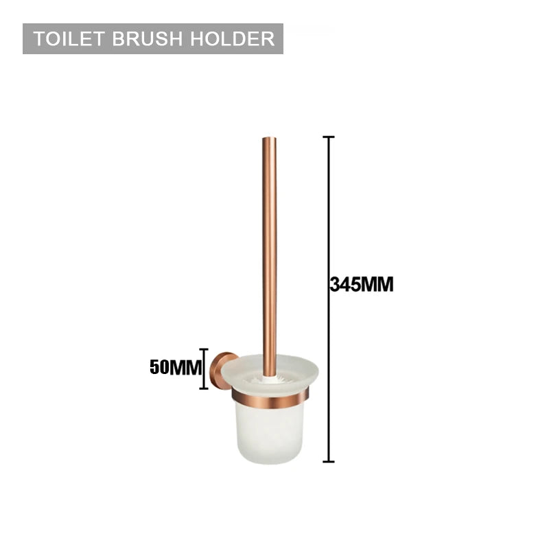 Brushed Rose Gold Accessories Set Toilet Brush Holder Toilet Paper Holder Towel Bar Rail Rack Hanger Hook Soap Dish Hardware