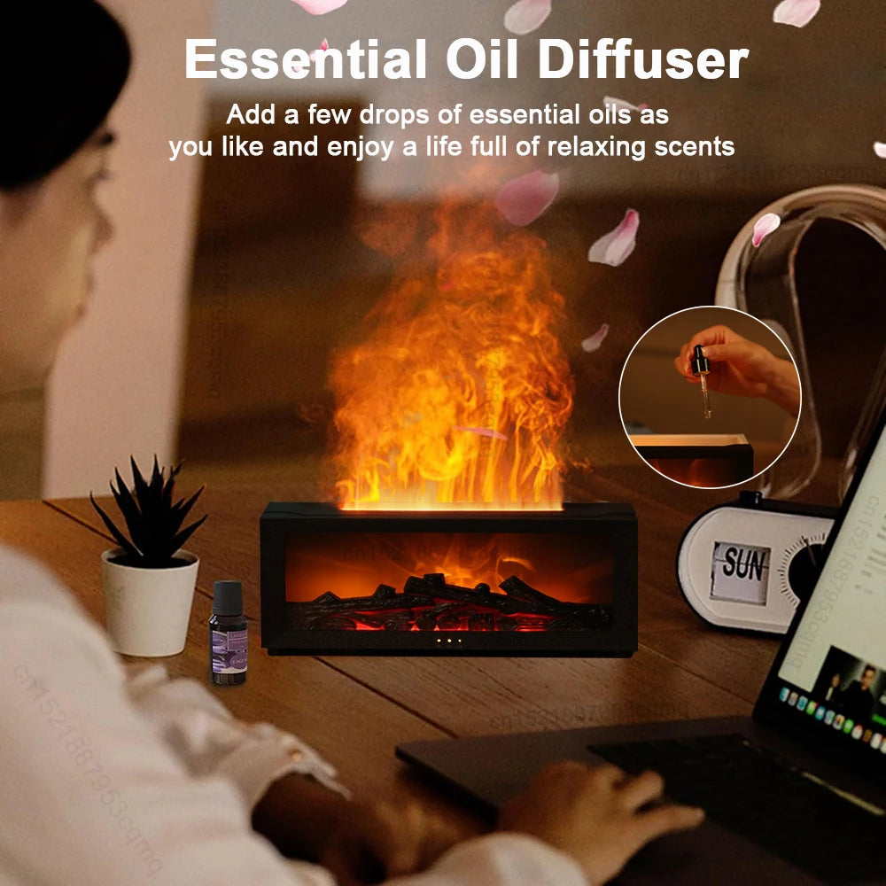 Fireplace Humidifier Flame Aroma Humidifier for Home Aromatherapy Fragrance Diffuser Essential Oil Diffuser with Remote Control