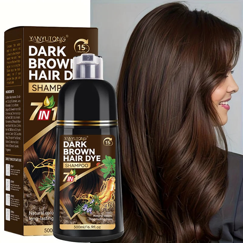 Unisex Adult 7-in-1 Hair Color Shampoo, Hair Color Foam, Plant-Based Hair Color, Easy Shampoo, Cover Gray Hair