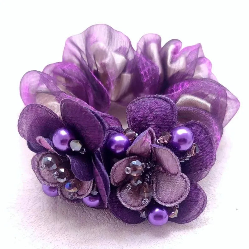 Women Lace Hair Scrunchies  Bow Hair Fantaisie Tie High Elasticity