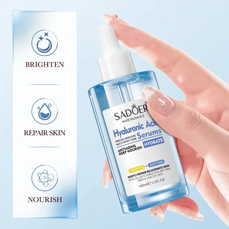 100ml SADOER Hyaluronic Acid Facial Serum Face Anti Wrinkle Whitenting Hydrating Essence Beauty Skin Care