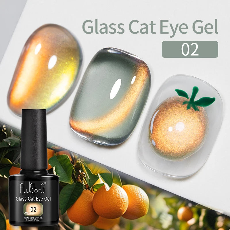 AWStorG Intense Rainbow Cat Eye Gel 5ml Holographic Laser Magnetic Nail Gel Soak Off UV LED Gel Polish Shiny Rainbow Manicur