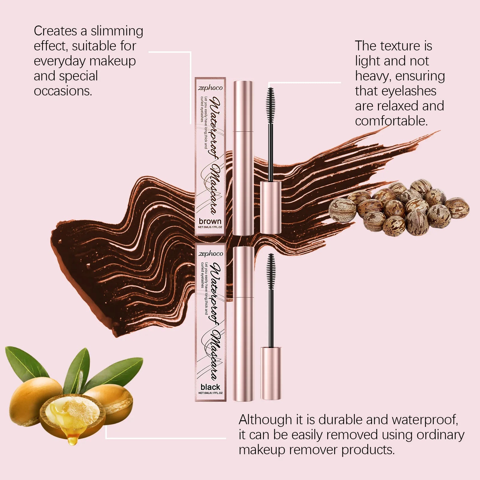 Curling Mascara Eyelashes Black Brown White Natural Lengthening Thick Long Lasting Waterproof Sweatproof Slender Tubing Mascara