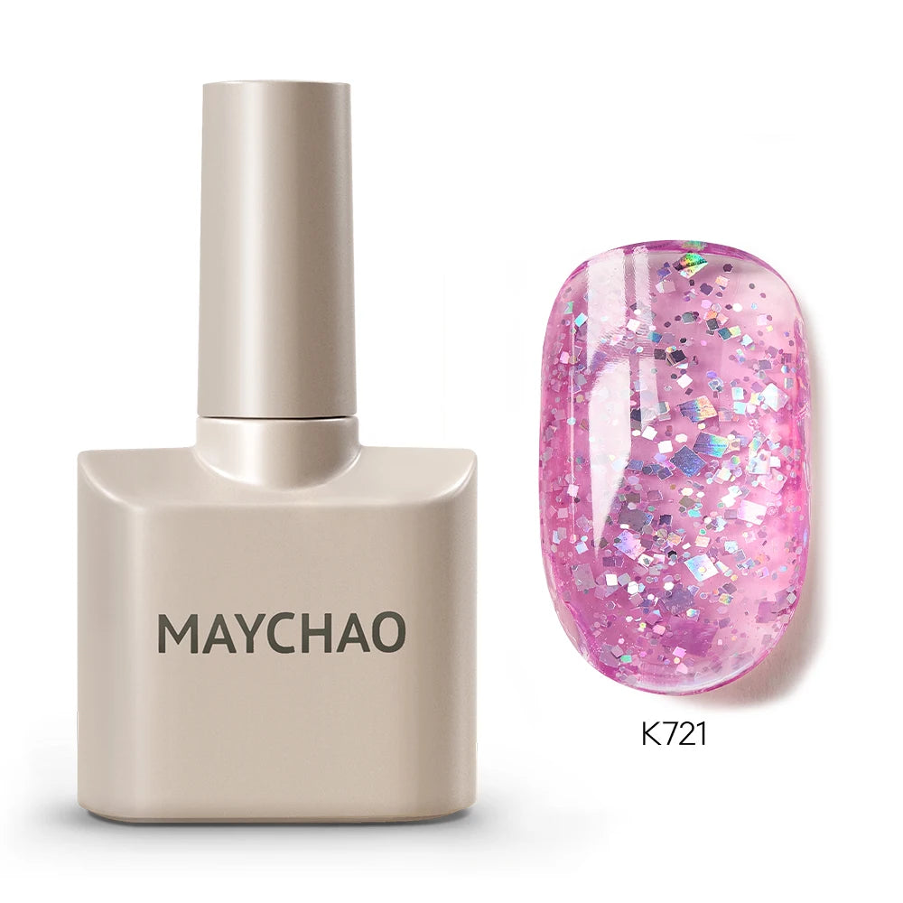 MAYCHAO Cherry Red Gel Nail Polish 12ml Glossy Semi Permanent Soak Off UV LED Frosted Gel Nails Base Painting Varnish