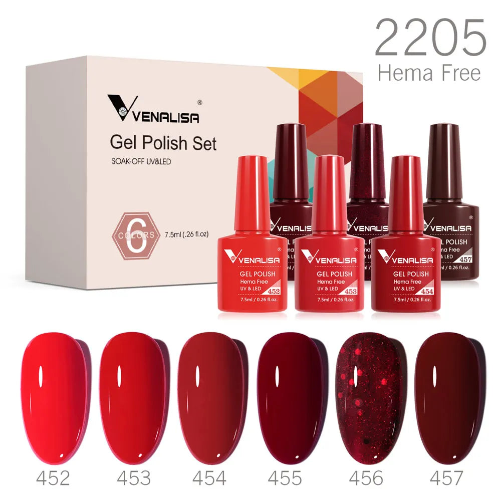 6pcs Venalisa Construction Gel Kit Stronger Jelly Color Reinforce Natural Nail Varnish Rubber Base Color Series Nude Collection