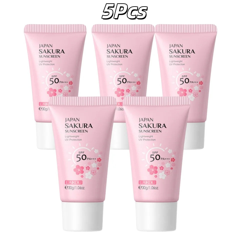 LAIKOU Japan Sakura Sunscreen SPF 50+ Brightening Sunblock Cream Face Body Moisturizing Isolating UV Protector 30g