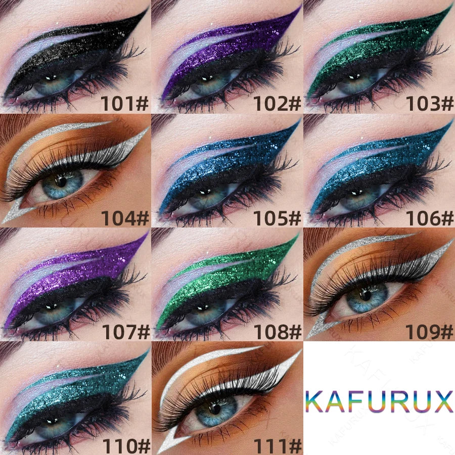 1pc Colourful Eyeliner Pen,High Pigmented Pearly Glitter&Shimmer Metallic Eyeliner Stick, Long Lasting Waterproof White Black