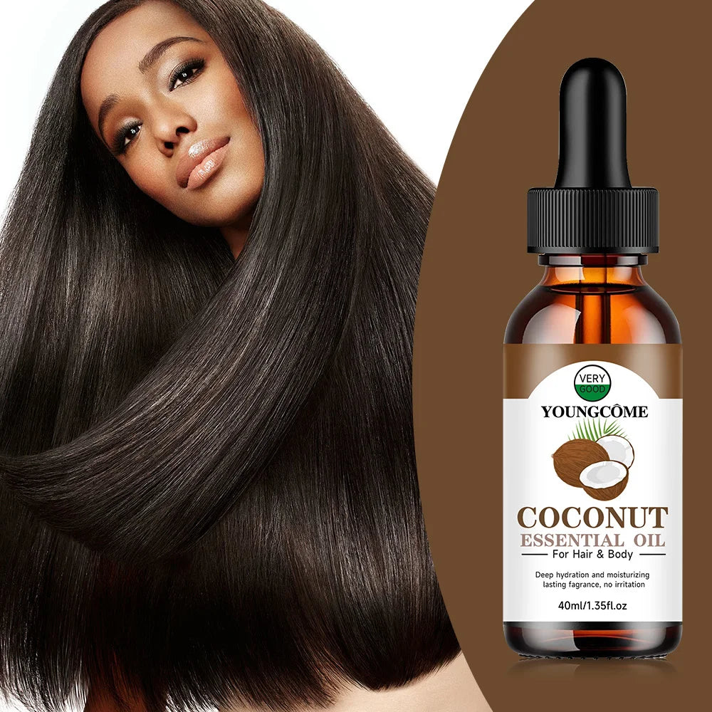 Coconut Hair Straightening Essential Oil Repairs Dyed Perm Damaged Hair Improve Frizz Breakage Nourish Soften Smooth Hair Care
