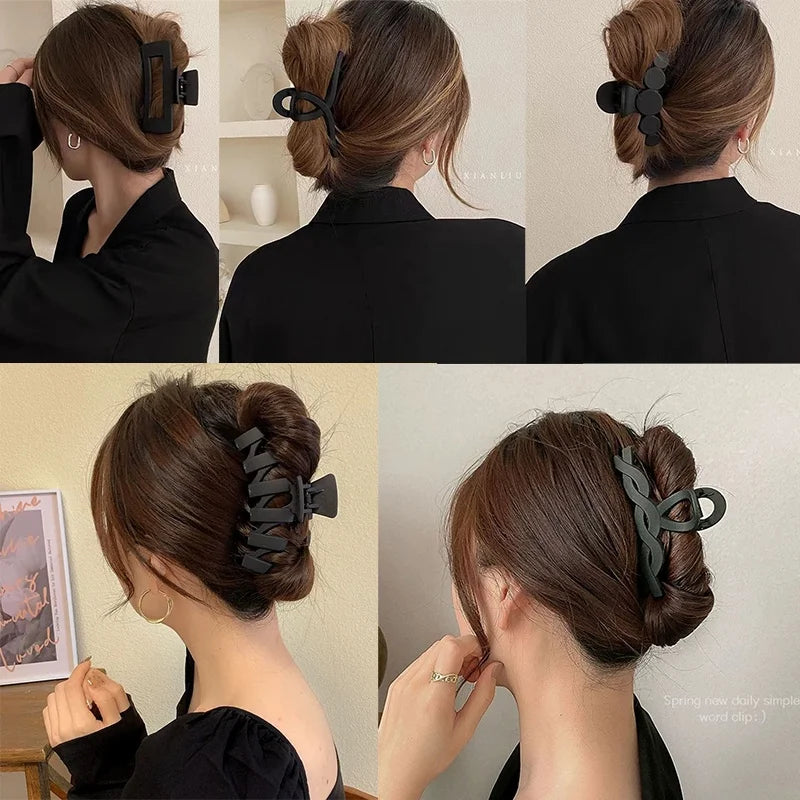 Black Series Big Hair Clip for Women Simplicity Ponytail Clip Women Fashion Shark Clip Girl Hair Clamp