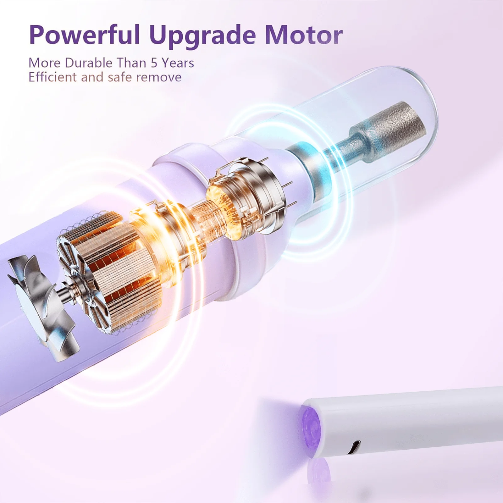 2-In-1 Cordless Electric Nail Drill File With Flash Cure Light Stepless Speed Control For Acrylic Gel Dip Powder Nails Portable Travel Manicure Pedicure Kit For Home DIY Beginners