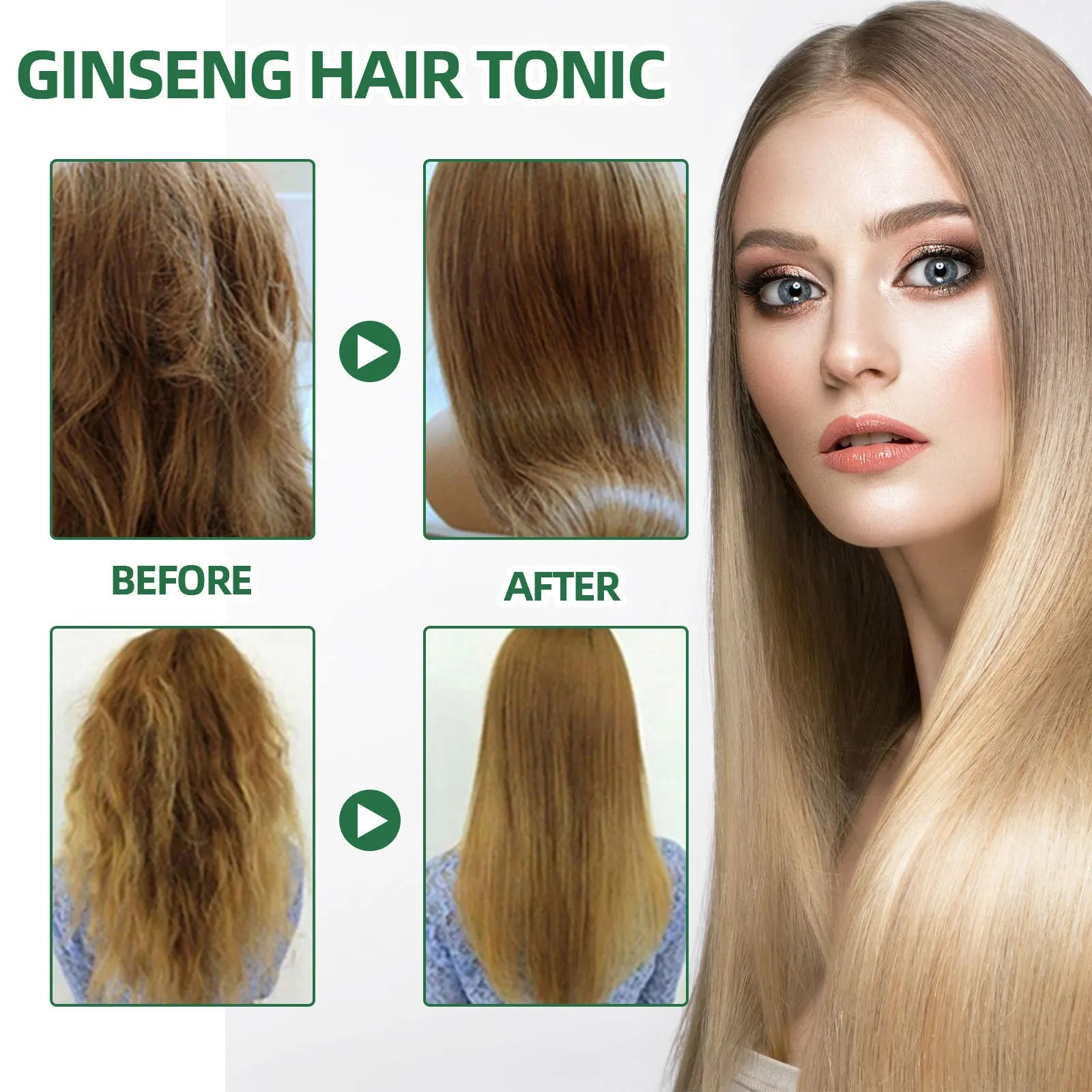 OUHOE Ginseng Hair Care Liquid Ginseng Essence Moisturizing and Softening Hair Care Spray