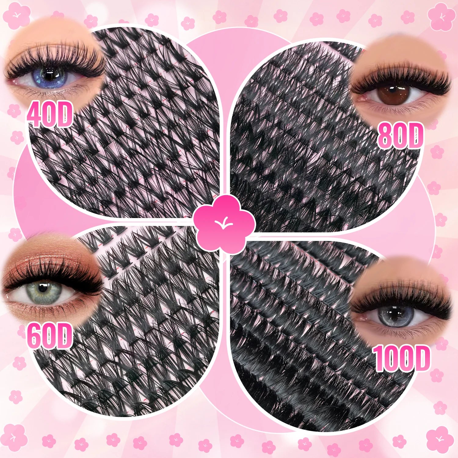 200/800 Pcs False Eyelash Book Set 30D-100D Reusable 9-16mm D Curly Mixed Lengths False Eyelashes Festival Gift for Friend