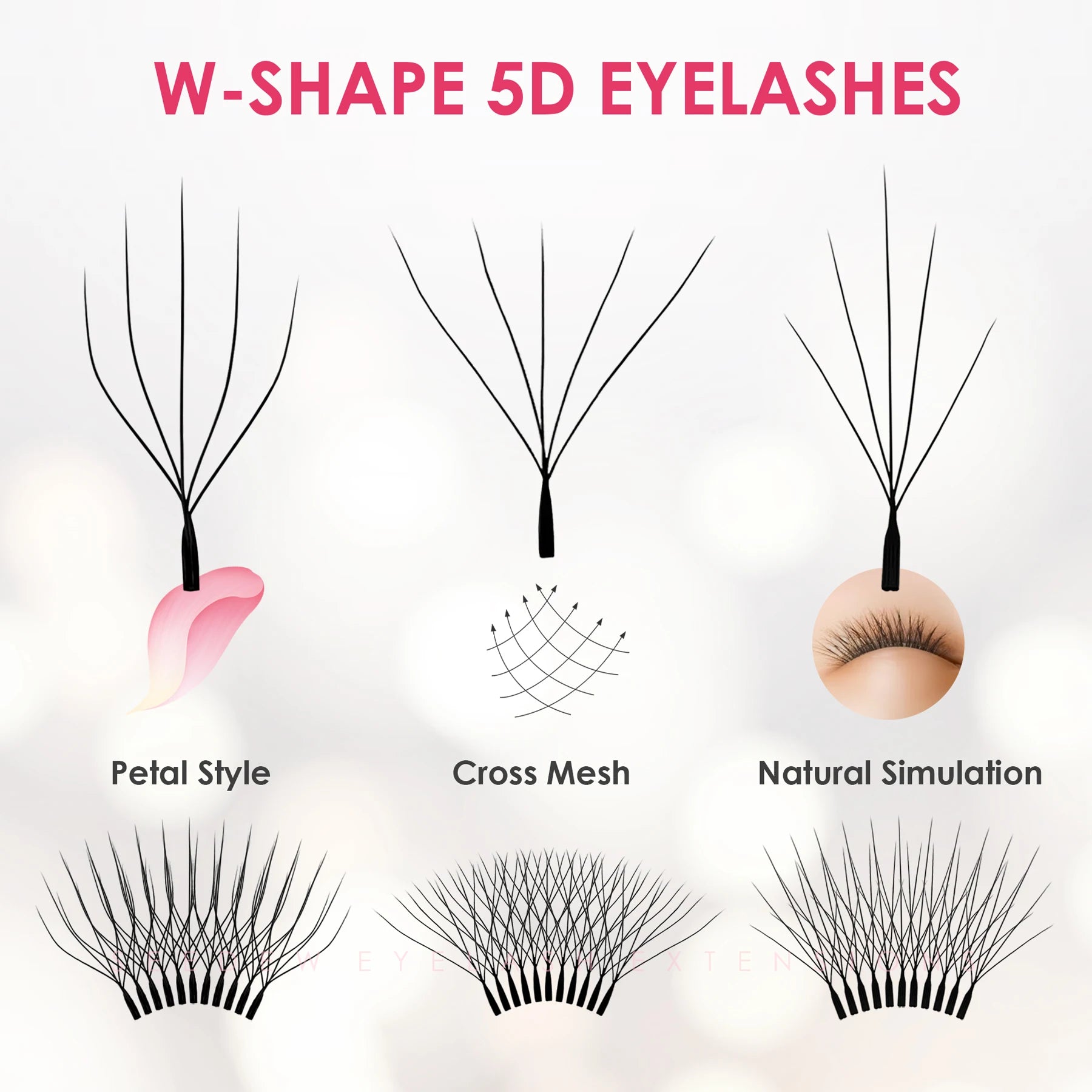 SEEDEW Wispy W Shaped 5D Eyelash Extension Premade Volume Fans False Eyelashes Natural Soft Lashes