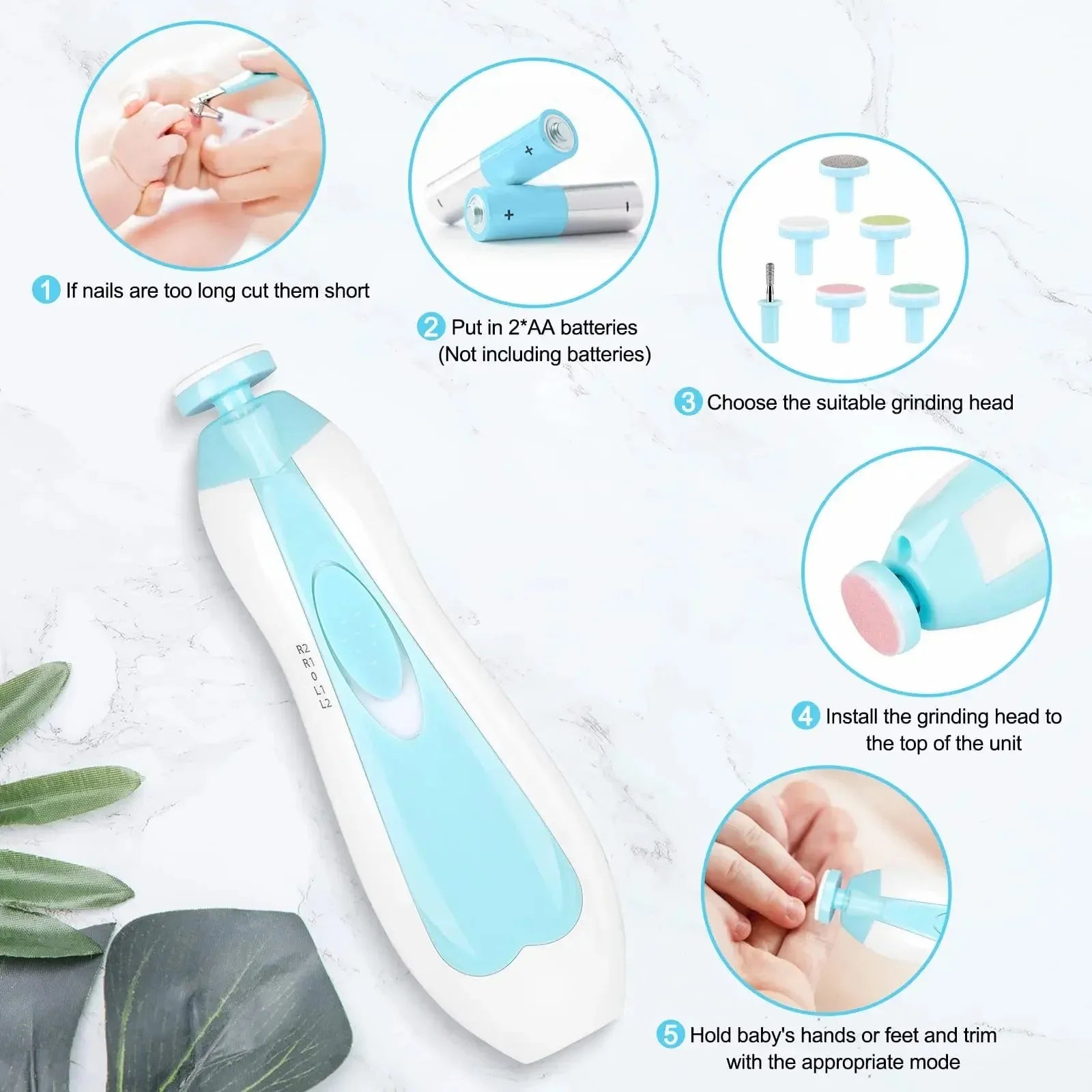 Multifunctional Electric Baby Nail Trimmer Set, Gentle Fingernail & Toenail File Clipper, Safe Manicure Tool for Newborn Daily N