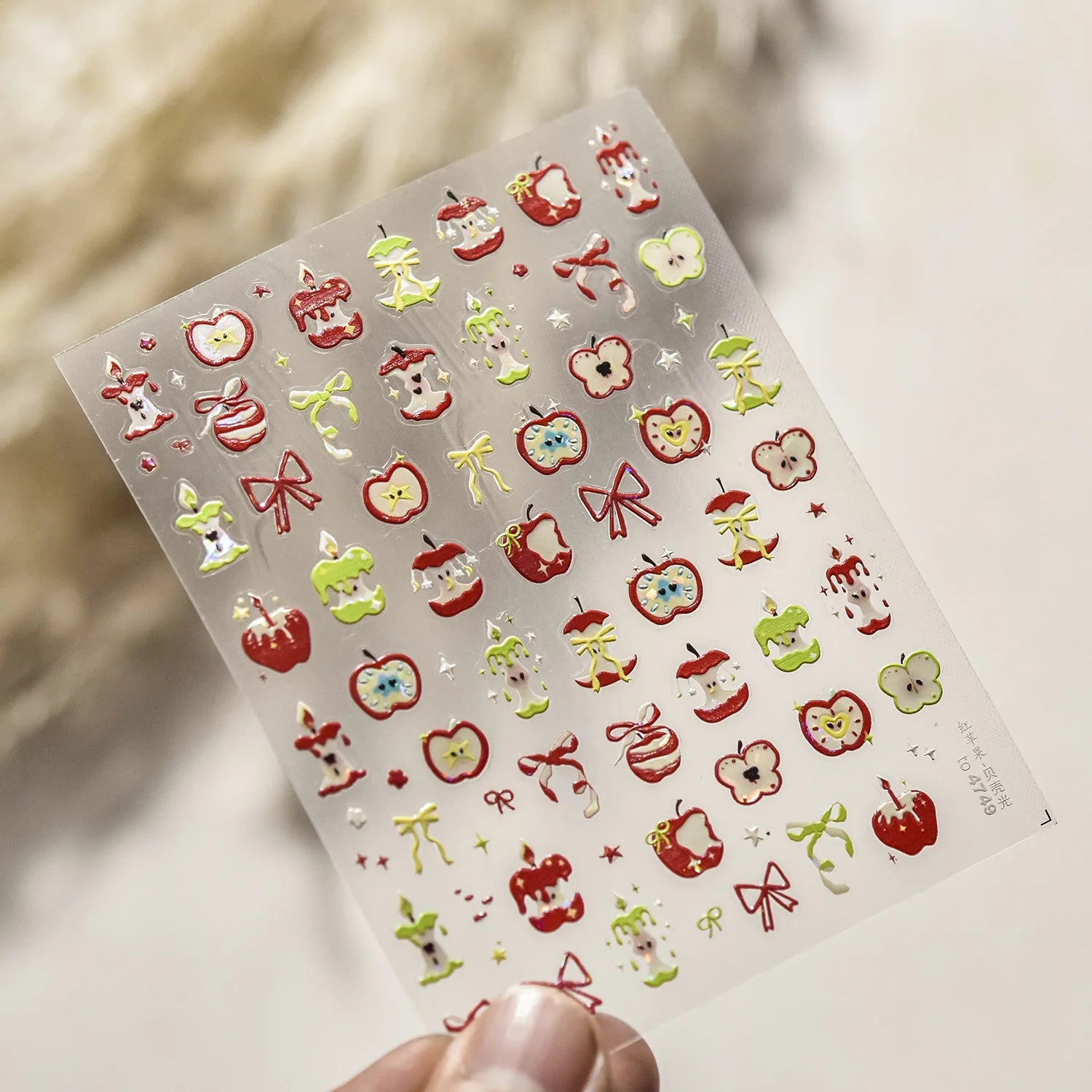Jelly Nail Stickers Ice penetrating Cat Eyes Red Tomato Smile Bows Self Adhesive Nail Art Stickers DIY 5D Cute Nail Parts Decals
