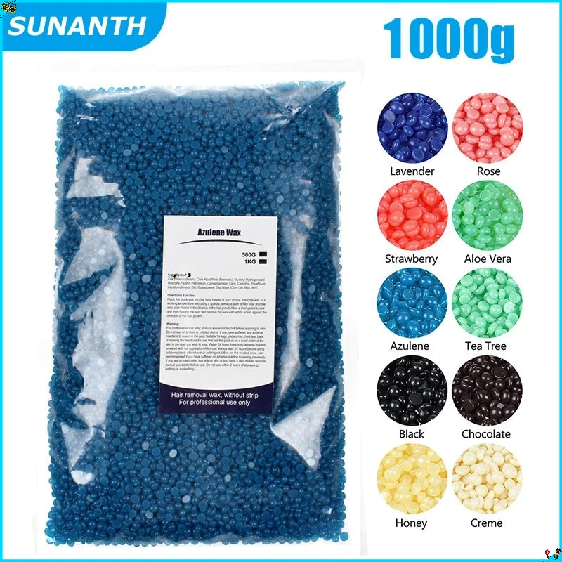 1000g Wax Beans Hot Film Painless Waxing Beads Depilatory Hard Wax Beans Heating Wax Machine Bikini Face Body Hair Removal
