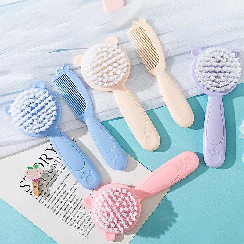 2pcs Set Baby Care Comb Anti-scratch Boy Girl Hairbrush Kids Combs Newborn Hair Brush Infant Comb Head Massager