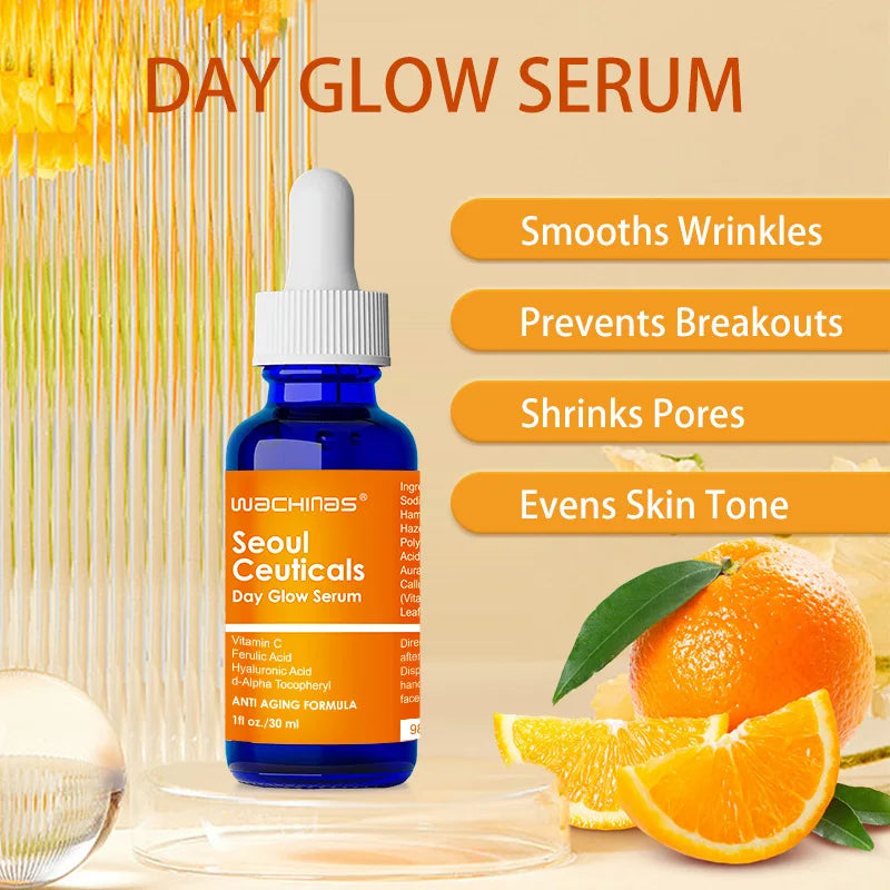 Skin Care 20% Vitamin C Hyaluronic Acid Serum + Ferulic Acid - Potent Anti Aging, Anti Wrinkle Brightening Serum for Dark Spots