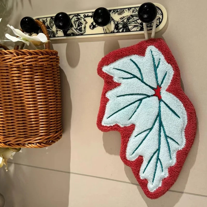 Leaf Hand Towel Bathroom Accessories Absorbent Kitchen Towel Soft Towel Hanging Towels Handkerchief Towels Home Wash Hand Towels