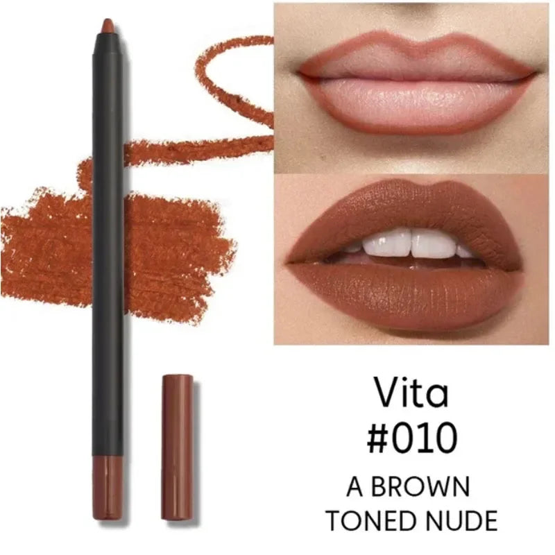Nude Brown Lip Liner Pencil Lipstick Matte Smooth Waterproof Lipliner Long Lasting Non-stick Cup Lipstick Pen Beauty Cosmetics