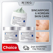 110g × 3 NING Clarifying Clay Mask – Triple-Action Deep Cleanser with Amino Acids, Oil Control & Gentle Pore Care