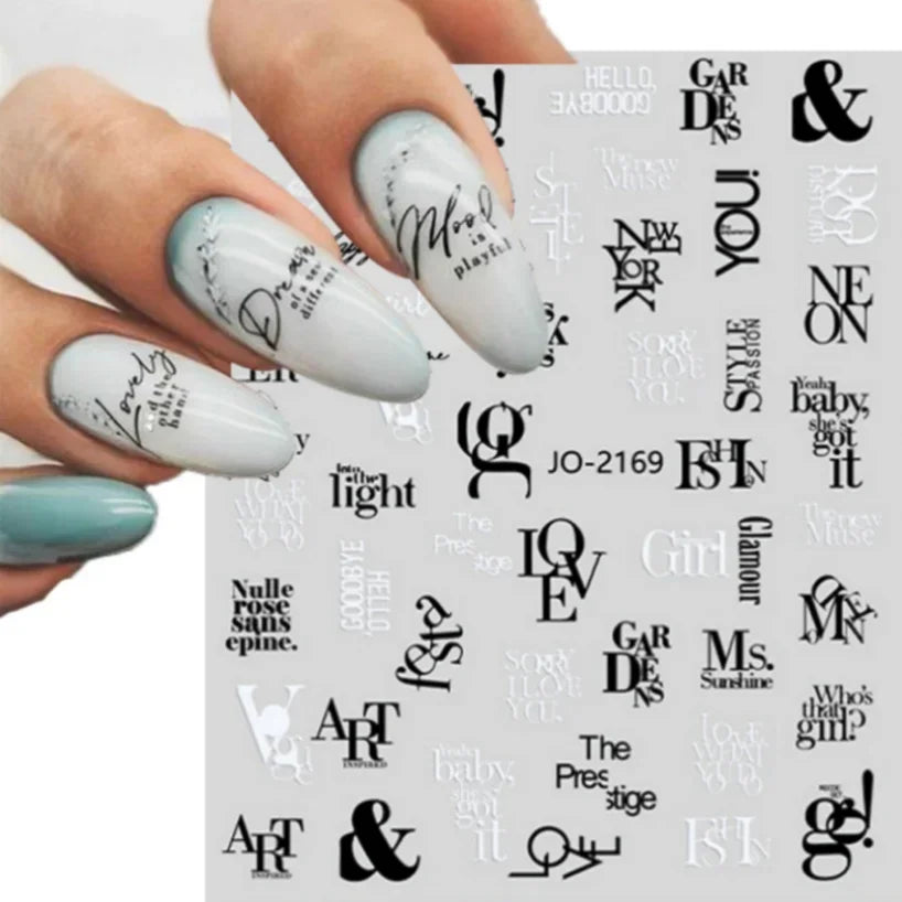 1PCS Laser Love Letter Nail Sticker Nail Art Decoration Flower Star supplies Decals Press On Nails Stickers Parts