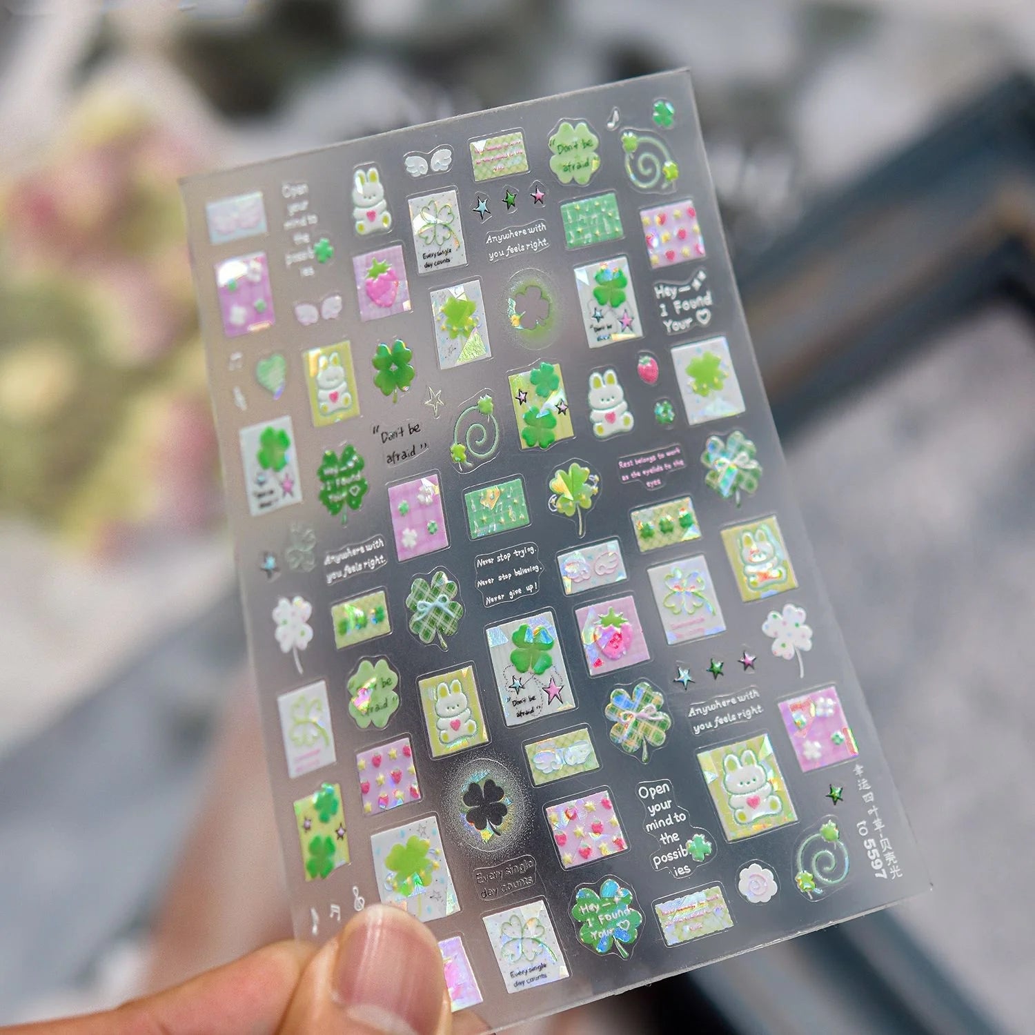 5D Black Silver Dream Thorn Clover Thorn Leaf Silver Spiral Pink Diamond Flower Silver Star Nail Art Stickers Embossed Decals