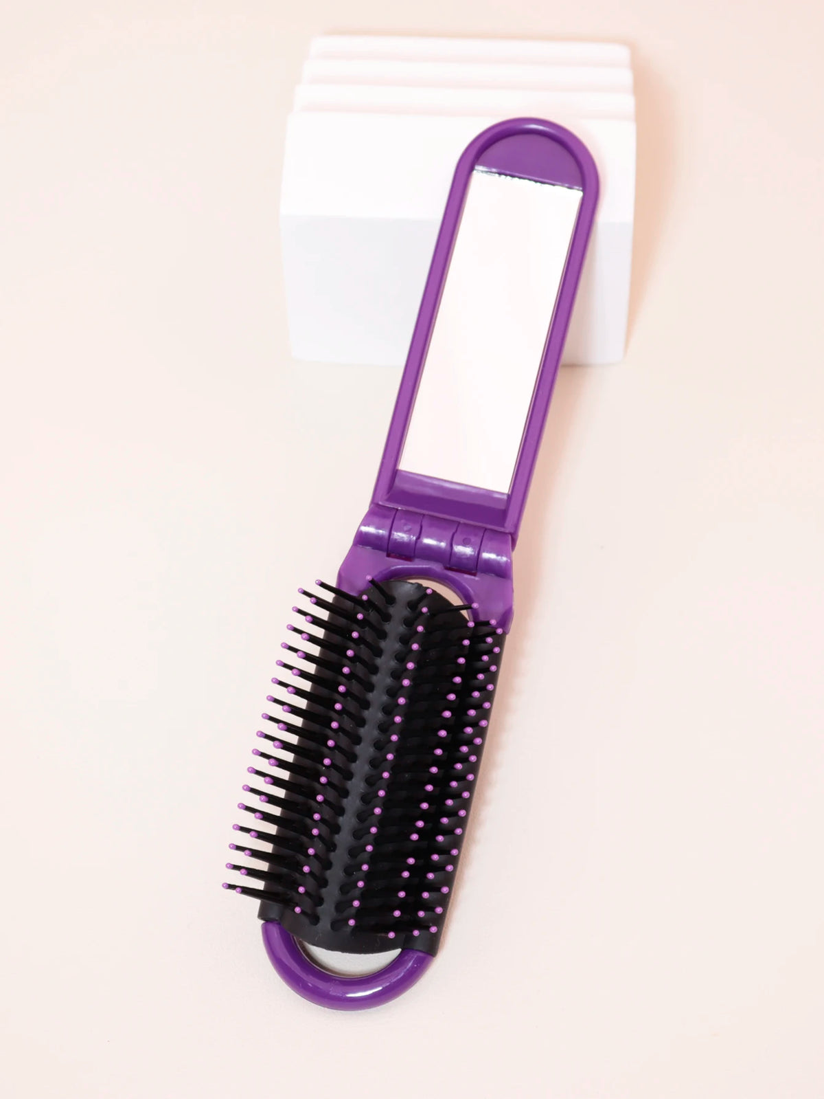 1pc portable mini foldable anti-static massage mirror hair comb travel girl with mirror foldable comb Special for real hair wigs