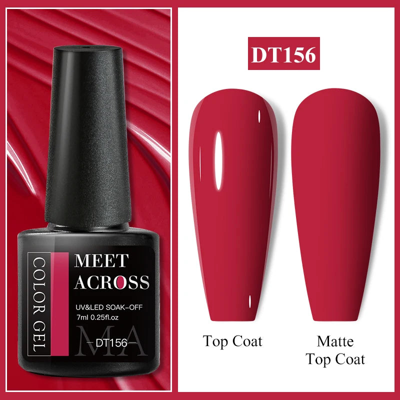 MEET ACROSS 7ml Dark Color Glitter Top Coat Gel For Nails Brocade Powder 2 In 1 Chameleon Nail Art Gel Varnish Manicure