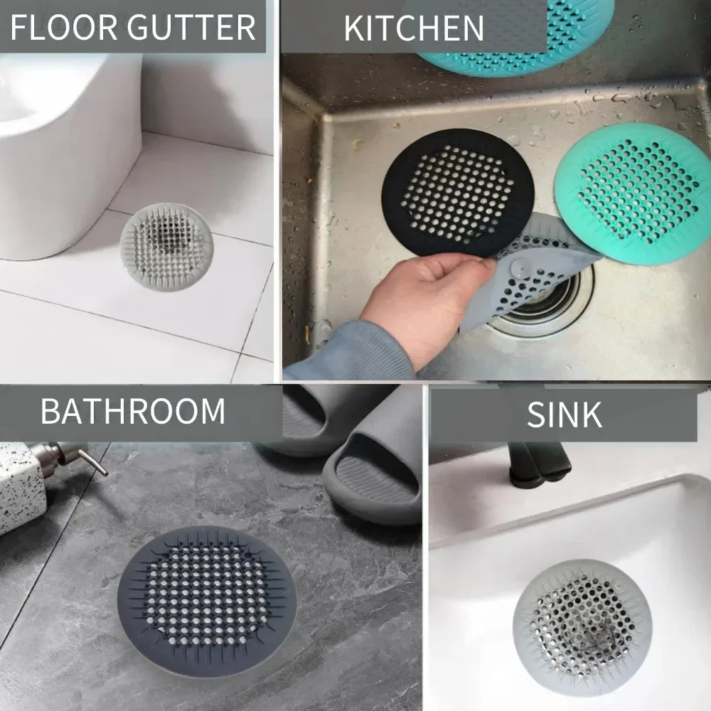 1/2/4Pcs Shower Drain Hair Catcher Drain Cover Bathroom Tub with Suction Cup 5.5 Inches Silicone Sink Strainer Suit for Bathtub