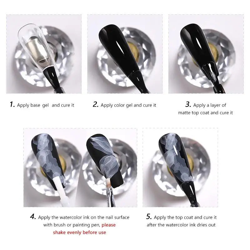 BORN PRETTY 15ml White Blossoming Gel UV LED Soak Off Nail Art Polish Spreading Effect Watercolor Marble Nail Polish Gel