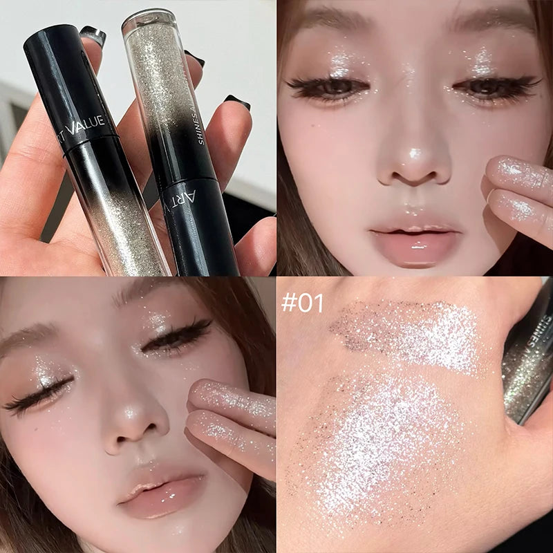 ART VALUE Glitter Liquid Eyeshadow Pearly Shimmer Eyeshadow Fine Shiny Eyes Makeup Charming Eyeliner Shadow Highlighter Cosmetic