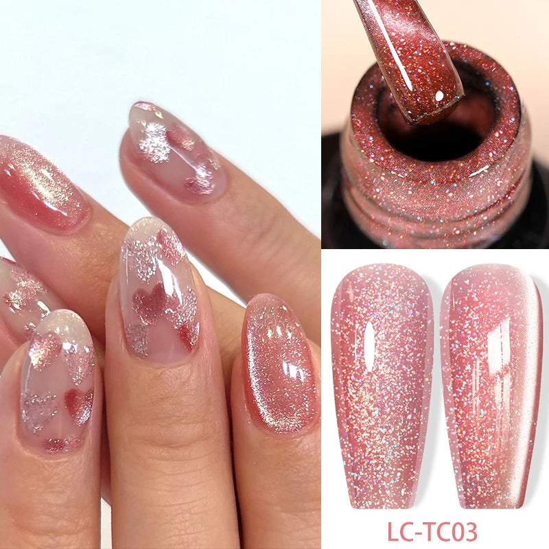 LILYCUTE 7ml 9D Black Crystal Cat Magnetic Gel Nail Polish Laser Silver Glitter Semi Permanent Manicure For Nail Art Gel Varnish