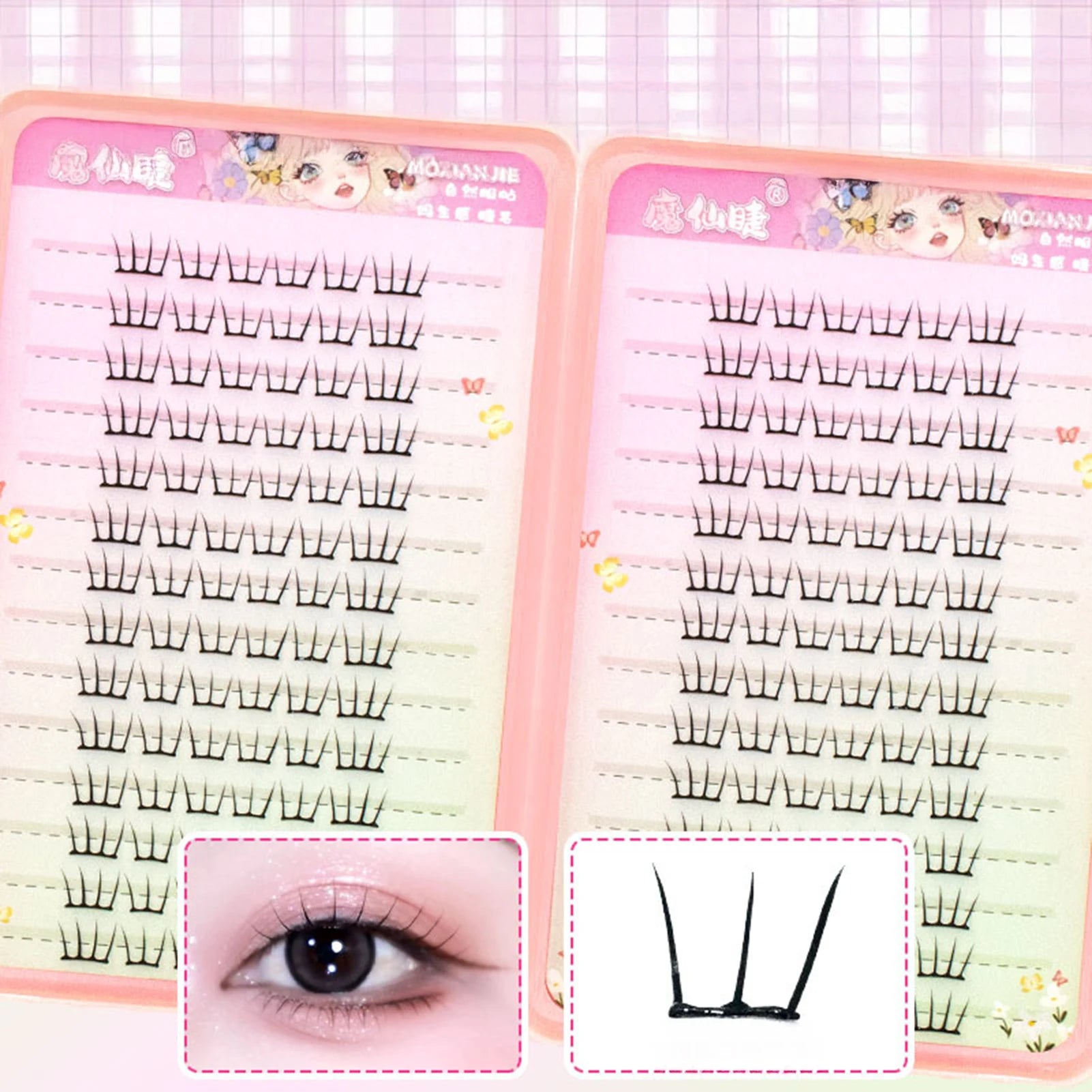 Korean style Lashes Natural soft Thin false Eyelash extenstons W shape Wispy fake Eyelashes For Women daily eyelash Party Makeup