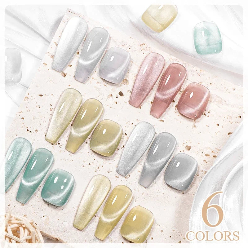 8ml Moonlight Cat Magnetic Gel Nail Polish Pink Silver Glitter Semi Permanent UV Gel Varnish Soak Off Nail Supplies Manicure