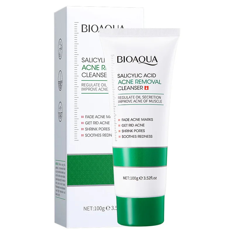 BIOAQUA Salicylic Acid Facial Cleanser Acne Treatment Moisturizing Oil Control Anti-acne Face Wash Foam Face Cleanser Skin Care