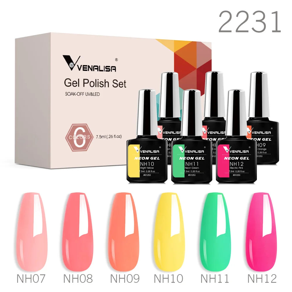 6pcs Venalisa Construction Gel Kit Stronger Jelly Color Reinforce Natural Nail Varnish Rubber Base Color Series Nude Collection