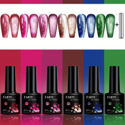 TARTU 6pcs 8ml Cat Eye Gel Nail Polish Set, 6 Colors Gel Polish Kit, Soak Off for Uv/Led, for Salon and Nail Art DIY At Home