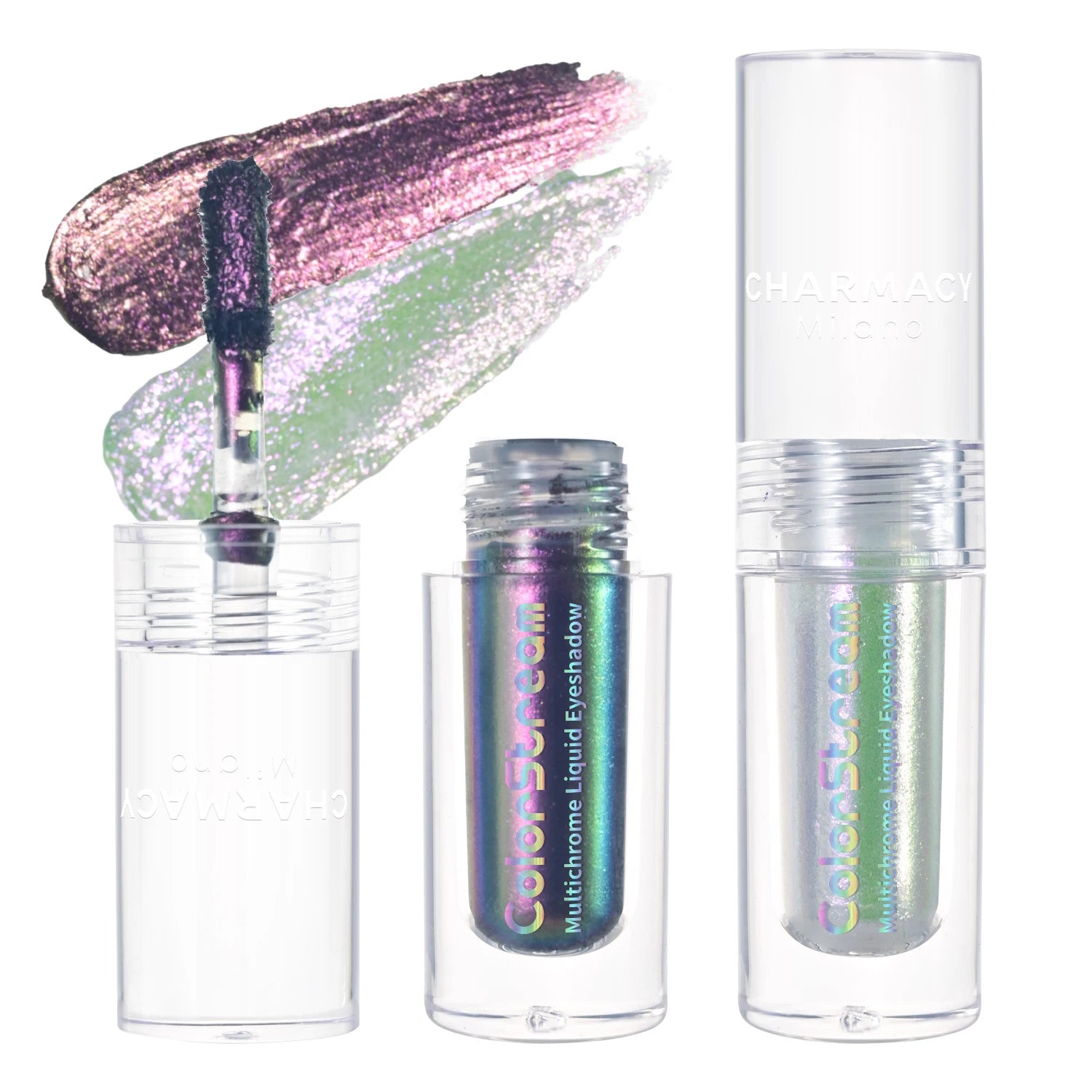 CHARMACY 2pcs/set Multichrome Eyeshadow Liquid 1.5ml Waterproof Longstay Glitter Eye Shadow High Gloss Christmas Holiday Makeup