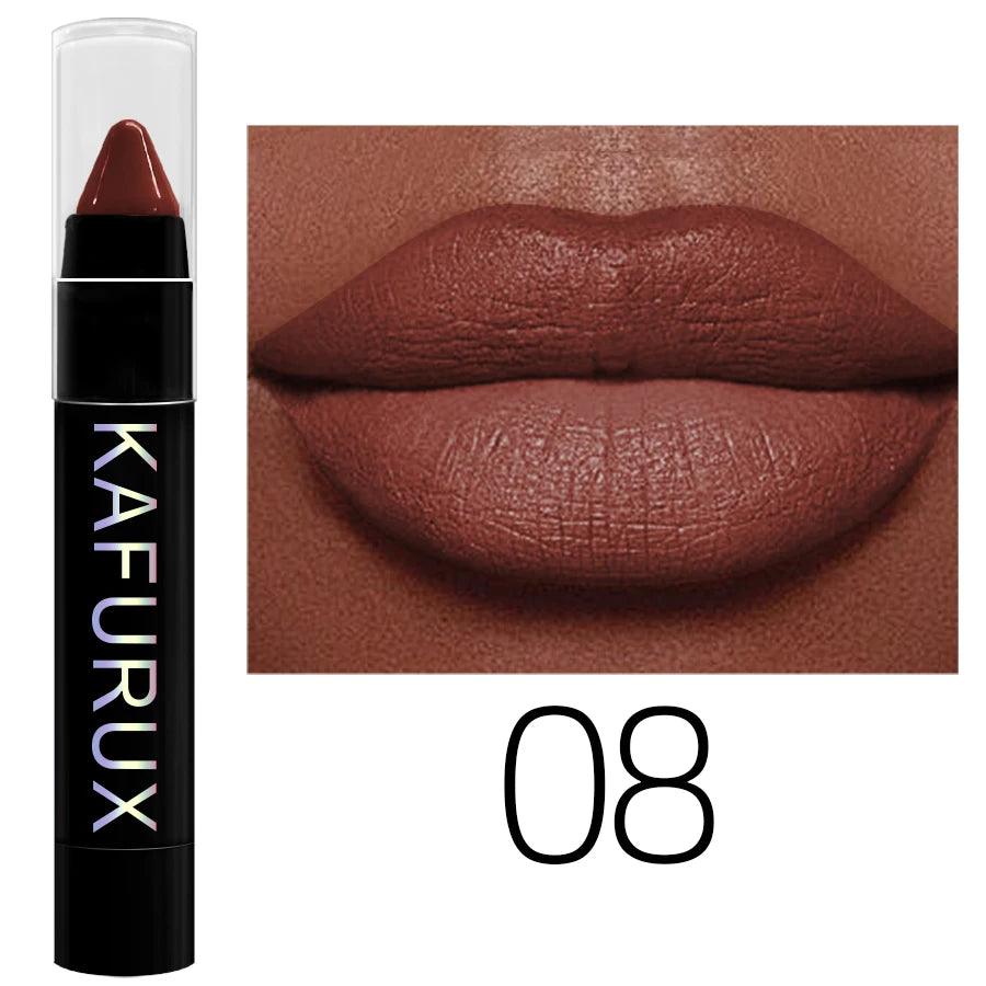 15 Colors Nude Velet Matte Lipstick Pencil Waterproof Long Lasting Red Brown Pink Lip Liner Pen Non-Stick Cup Makeup Lip Tint Pe