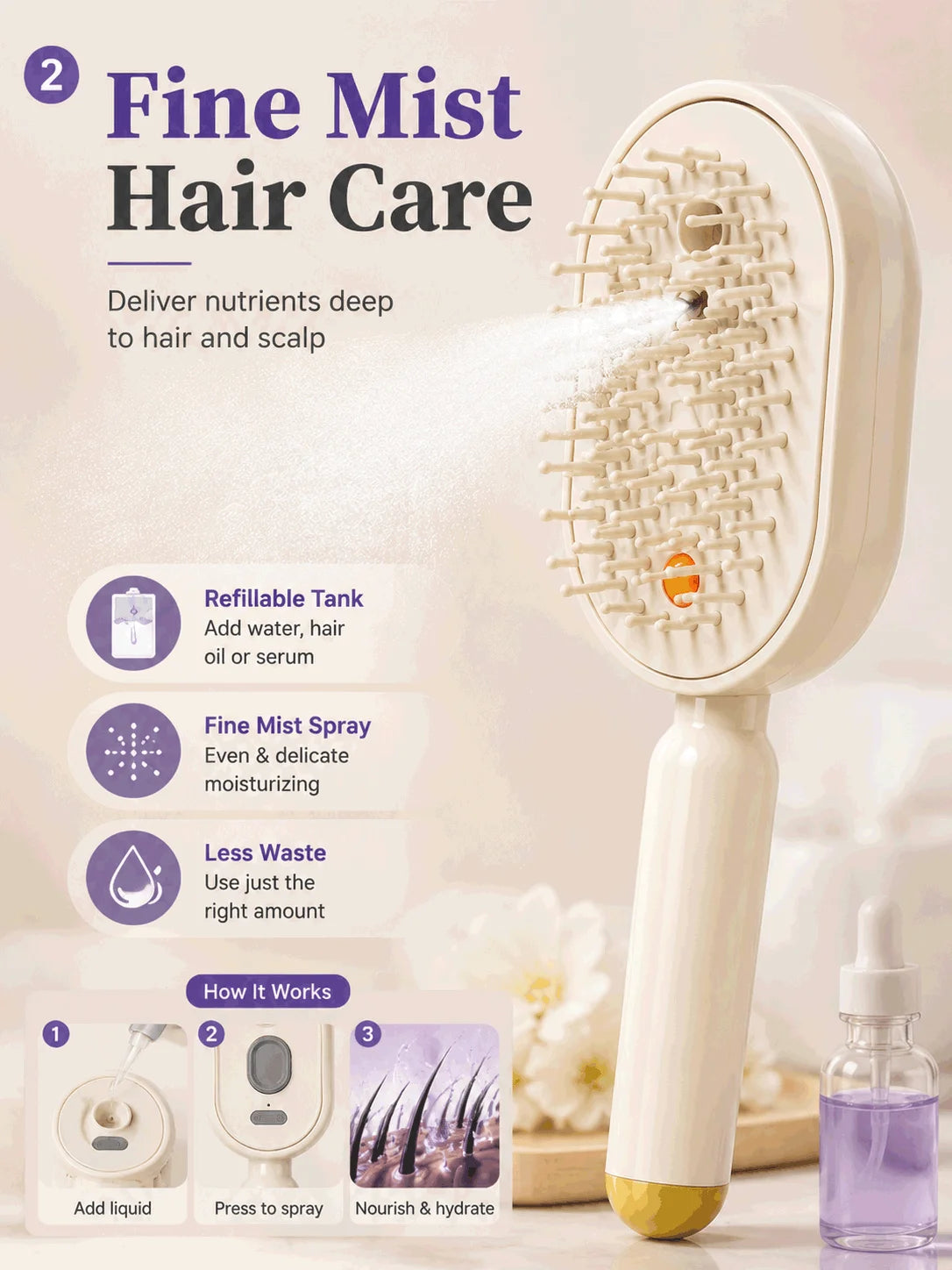 Electric Steam Brush For Hair Detangling Hair Brush Anti Frizz Hair Brush