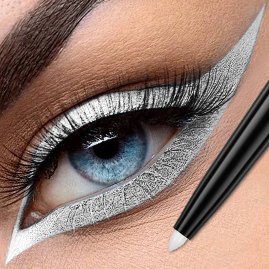 1pc Colourful Eyeliner Pen,High Pigmented Pearly Glitter&Shimmer Metallic Eyeliner Stick, Long Lasting Waterproof White Black