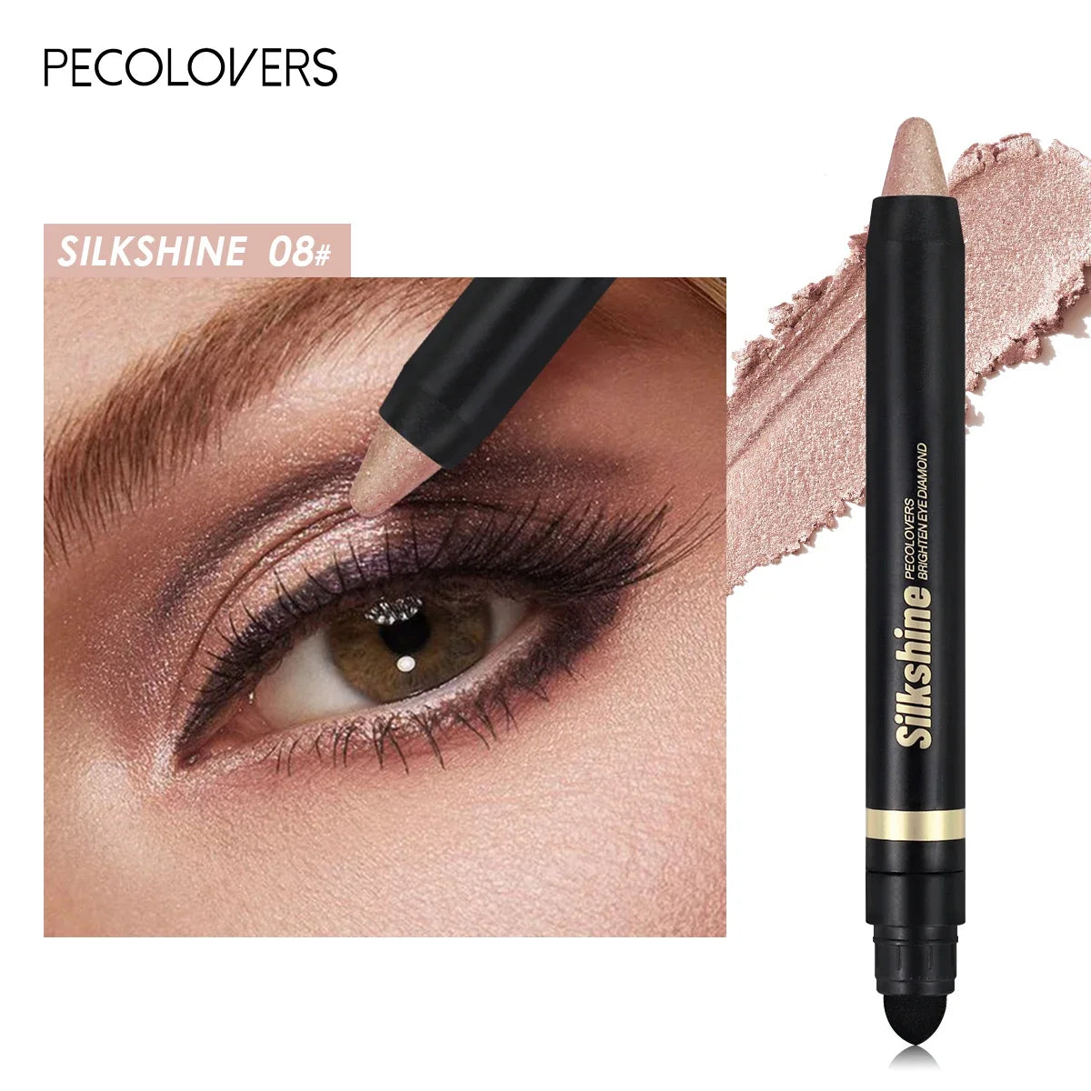Colorful Shimmer Eyeshadow Stick Double Ended Metallic Pearlescent Highlighter Makeup Pigment Silkworm Eyeshadow Pen