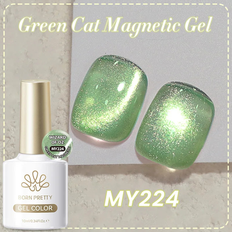 BORN PRETTY 10ml Autumn Gold Pink Glitter Cat Magnetic Gel Nail Polish Jelly Pink Semi Permanent Soak Off UV LED Varnish
