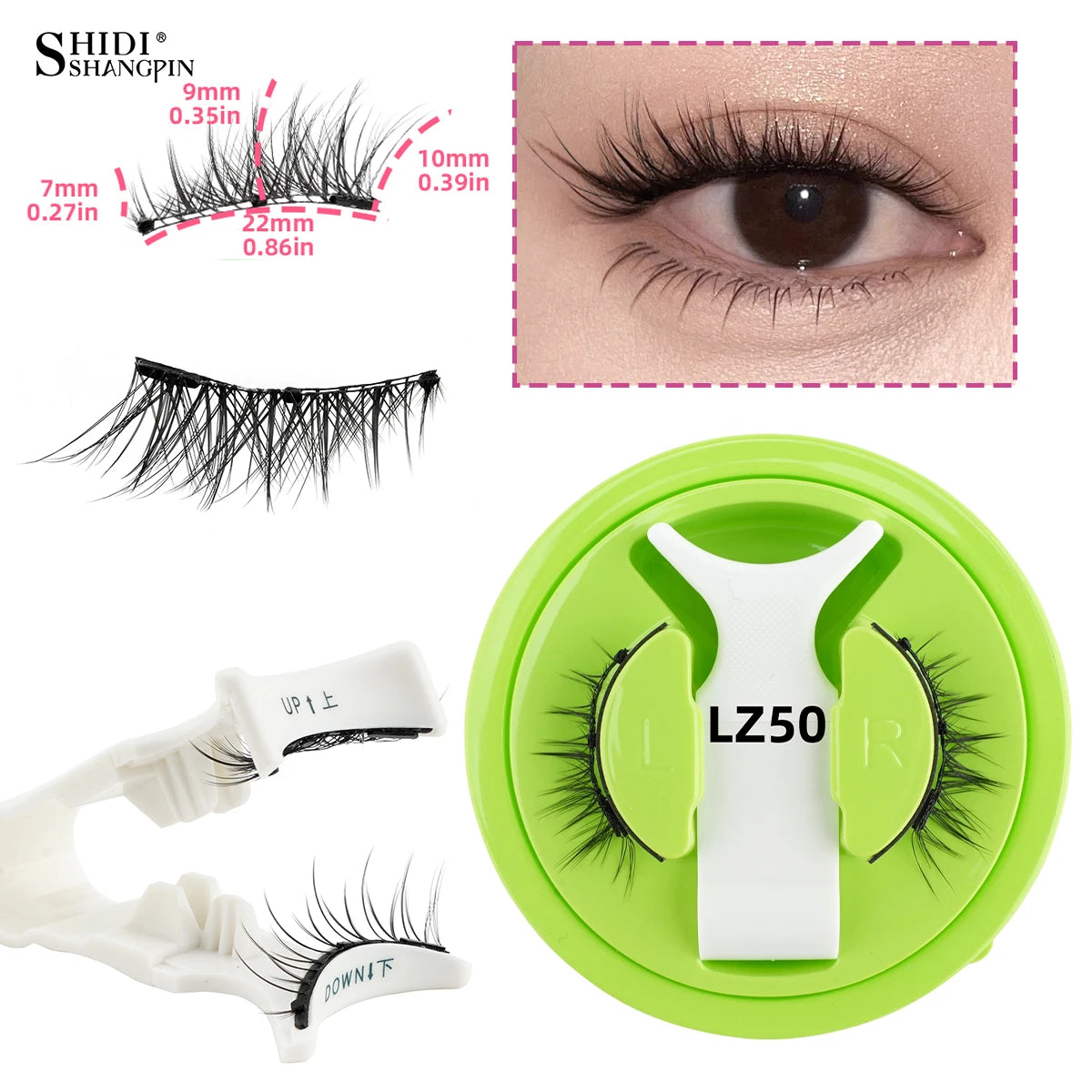 Reusable Magnetic Eyelashes 1 Pair Natural Curly Fluffy Magnetic False Eyelashes No Glue Needed Lashes Makeup with Tweezer Set